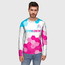 Лонгслив мужской Citroen neon gradient style: символ сверху, цвет: 3D-принт — фото 2