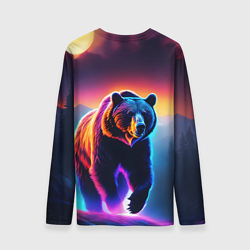 Мужской лонгслив Люминесцентный медведь гризли / 3D-принт – фото 2