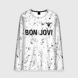 Мужской лонгслив Bon Jovi glitch на светлом фоне: символ сверху