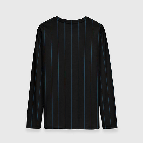 Мужской лонгслив Чёрно-синий полосатый / 3D-принт – фото 2