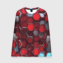 Мужской лонгслив Cyber hexagon red