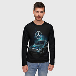 Лонгслив мужской Mercedes Benz dark style, цвет: 3D-принт — фото 2