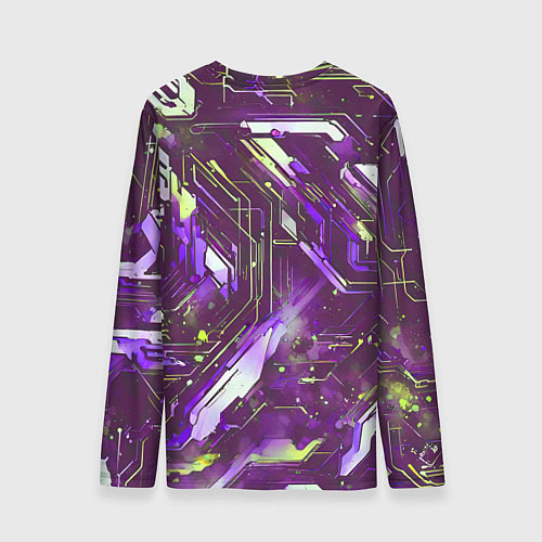 Мужской лонгслив Космические кибер схемы фиолетовые / 3D-принт – фото 2