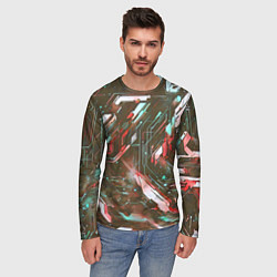 Лонгслив мужской Космические кибер схемы Красные, цвет: 3D-принт — фото 2