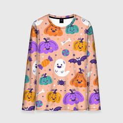 Лонгслив мужской Halloween - pumpkins and ghosts, цвет: 3D-принт
