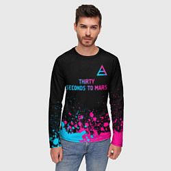 Лонгслив мужской Thirty Seconds to Mars - neon gradient: символ све, цвет: 3D-принт — фото 2