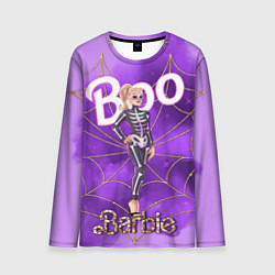 Лонгслив мужской Барби в костюме скелета: паутина и фиолетовый дым, цвет: 3D-принт