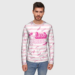 Лонгслив мужской Lash queen - pink Barbie pattern, цвет: 3D-принт — фото 2