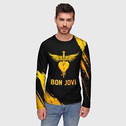Лонгслив мужской Bon Jovi - gold gradient, цвет: 3D-принт — фото 2