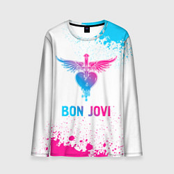 Мужской лонгслив Bon Jovi neon gradient style