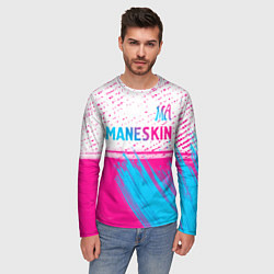 Лонгслив мужской Maneskin neon gradient style: символ сверху, цвет: 3D-принт — фото 2