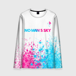 Мужской лонгслив No Mans Sky neon gradient style: символ сверху