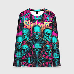 Лонгслив мужской Slipknot на фоне рок черепов, цвет: 3D-принт