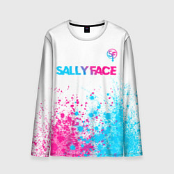 Мужской лонгслив Sally Face neon gradient style: символ сверху