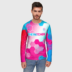 Лонгслив мужской The Witcher neon gradient style: символ сверху, цвет: 3D-принт — фото 2