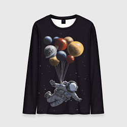 Лонгслив мужской Космонавт с шариками в космосе, цвет: 3D-принт