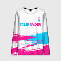 Мужской лонгслив Tomb Raider neon gradient style посередине