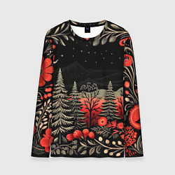 Мужской лонгслив Новогодняя темная ночь
