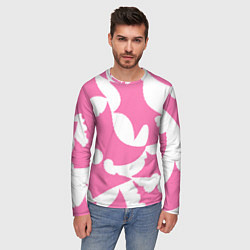 Лонгслив мужской Бело-розовая абстрактная композиция, цвет: 3D-принт — фото 2