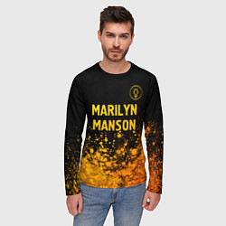 Лонгслив мужской Marilyn Manson - gold gradient посередине, цвет: 3D-принт — фото 2