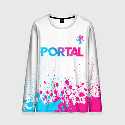 Мужской лонгслив Portal neon gradient style посередине