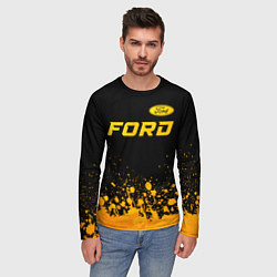 Лонгслив мужской Ford - gold gradient посередине, цвет: 3D-принт — фото 2