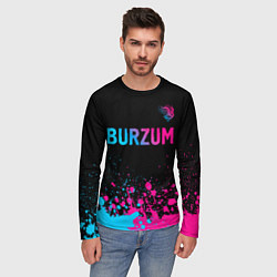 Лонгслив мужской Burzum - neon gradient посередине, цвет: 3D-принт — фото 2