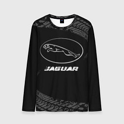 Мужской лонгслив Jaguar speed на темном фоне со следами шин