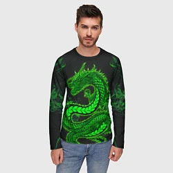 Лонгслив мужской Зеленый дракон с эффектом свечения, цвет: 3D-принт — фото 2