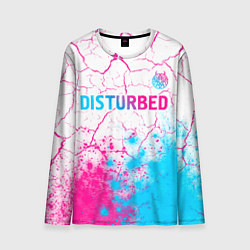 Мужской лонгслив Disturbed neon gradient style посередине