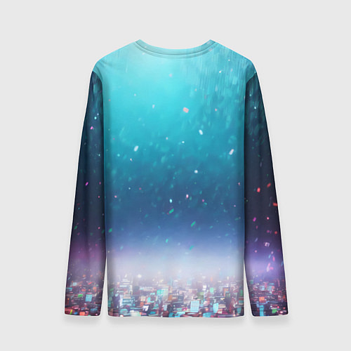 Мужской лонгслив Футуристичный город и конфетти / 3D-принт – фото 2