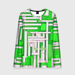 Мужской лонгслив Полосы на зелёном фоне