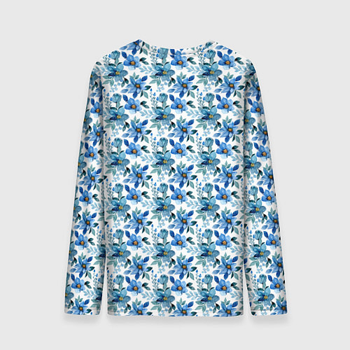 Мужской лонгслив Полевые голубые цветы паттерн / 3D-принт – фото 2