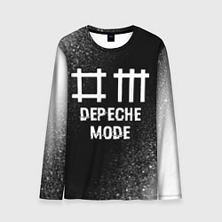 Мужской лонгслив Depeche Mode glitch на темном фоне