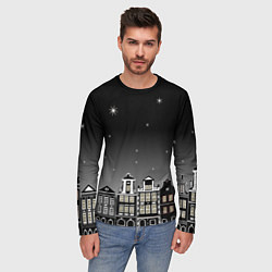 Лонгслив мужской Ночной город и звездное небо, цвет: 3D-принт — фото 2