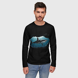 Лонгслив мужской Акула в овале, цвет: 3D-принт — фото 2