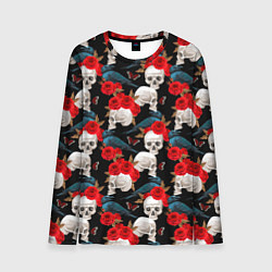 Мужской лонгслив Skull in roses