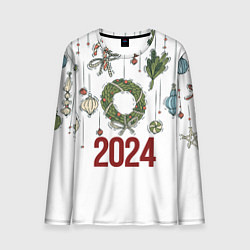 Мужской лонгслив Новогодние украшения