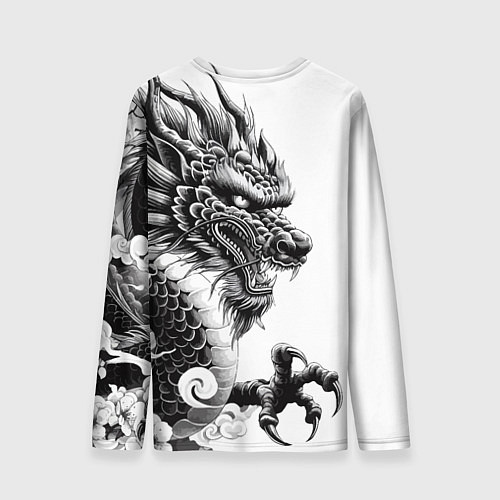 Мужской лонгслив Морда дракона - ирезуми / 3D-принт – фото 2
