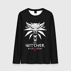 Лонгслив мужской The Witcher белое лого гейм, цвет: 3D-принт