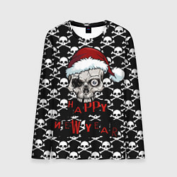 Мужской лонгслив Happy New Year новогодний череп