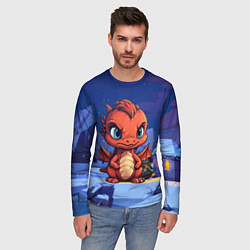 Лонгслив мужской Забавный красный дракон 2024, цвет: 3D-принт — фото 2