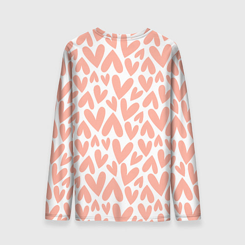Мужской лонгслив Сердечки на белом фоне паттерн / 3D-принт – фото 2