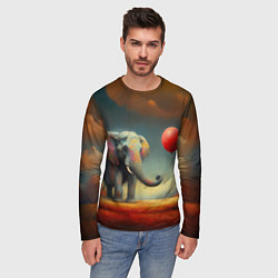 Лонгслив мужской Грустный слон и красный шарик, цвет: 3D-принт — фото 2