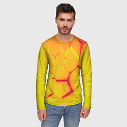 Лонгслив мужской Плиты желтые броня, цвет: 3D-принт — фото 2
