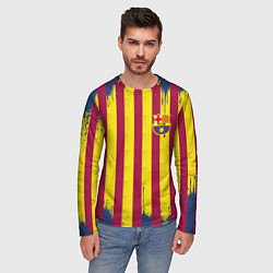 Лонгслив мужской Полосатые цвета футбольного клуба Барселона, цвет: 3D-принт — фото 2