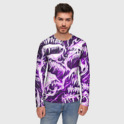Лонгслив мужской Белые клыки на розовом фоне, цвет: 3D-принт — фото 2