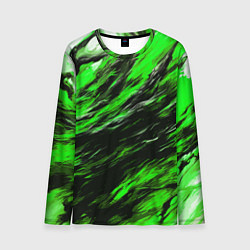 Лонгслив мужской Чёрная и зелёная буря, цвет: 3D-принт