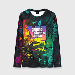 Мужской лонгслив GTA 6 logo абстрактные листья