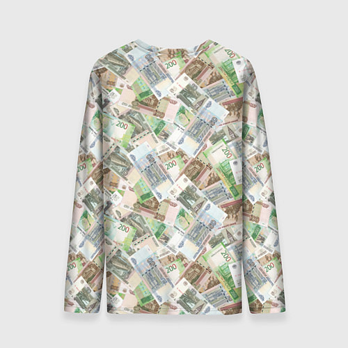 Мужской лонгслив Российские денежные купюры / 3D-принт – фото 2